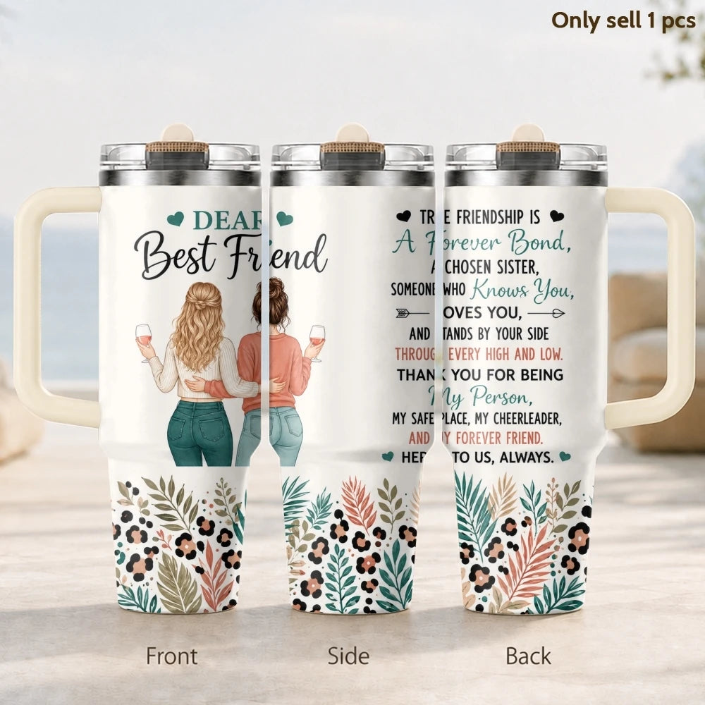 40oz Best Friend Tumbler – Insulated Stainless Steel Travel Mug with Straw