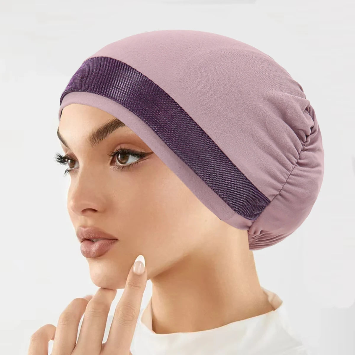 2025 New Muslim Hijab Women Scarf Hair Accessories Soft Elastic Cloth Hat Head Cover Wide Night Sleep Bonnet Hijabs for Girl