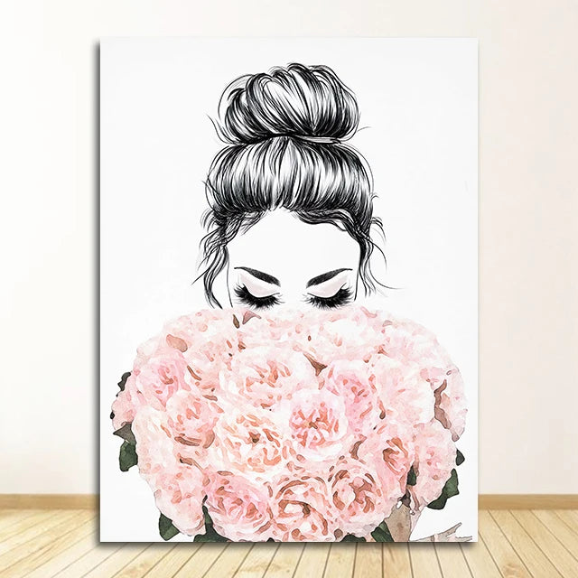Nordic Wall Art Canvas Painting Lashes Black Lips Women Poster Print Simplicity Perfume Books Picture Modern Salon Beauty Decor