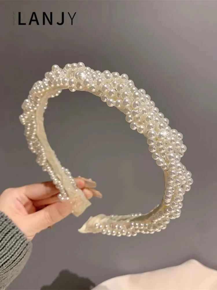 Korean retro pearl hair accessories headband for women pressed hair hairpin sweet and versatile women's hair bands going out
