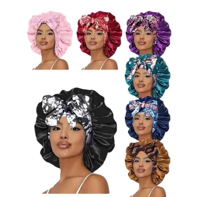 Popular New Summer New Large Streamer Shower Cap Hat Women's Daily Commuting Nightcap Adult Hat Sun Protection Cap