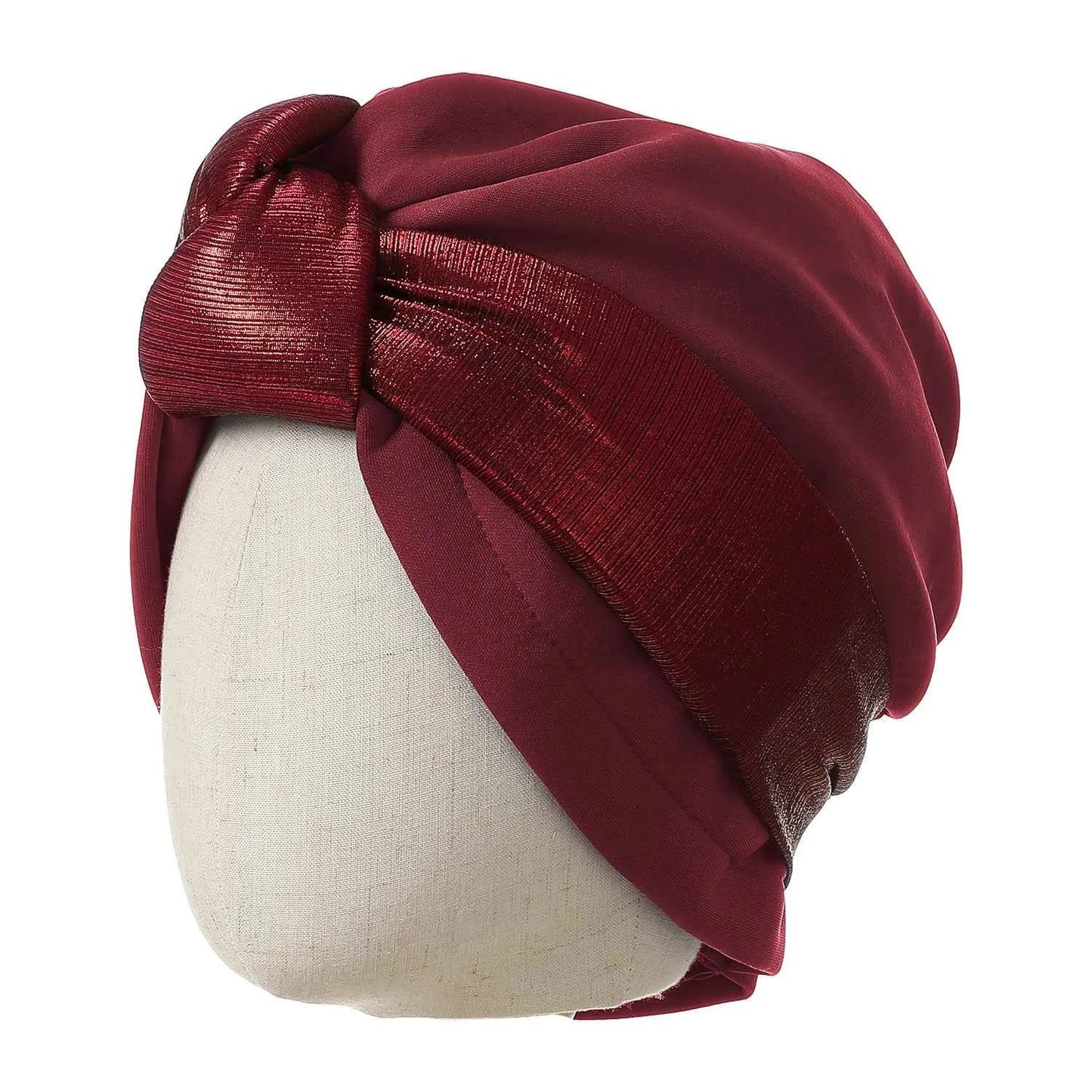 Women’s Bonnet Turban Cap – Folded Bud Headscarf with Lace Edge, Casual & Versatile Cross Hat