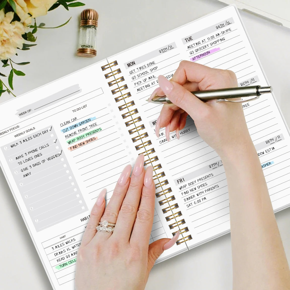 A5 Undated Weekly Planner Notebook – To-Do List & Habit Tracker