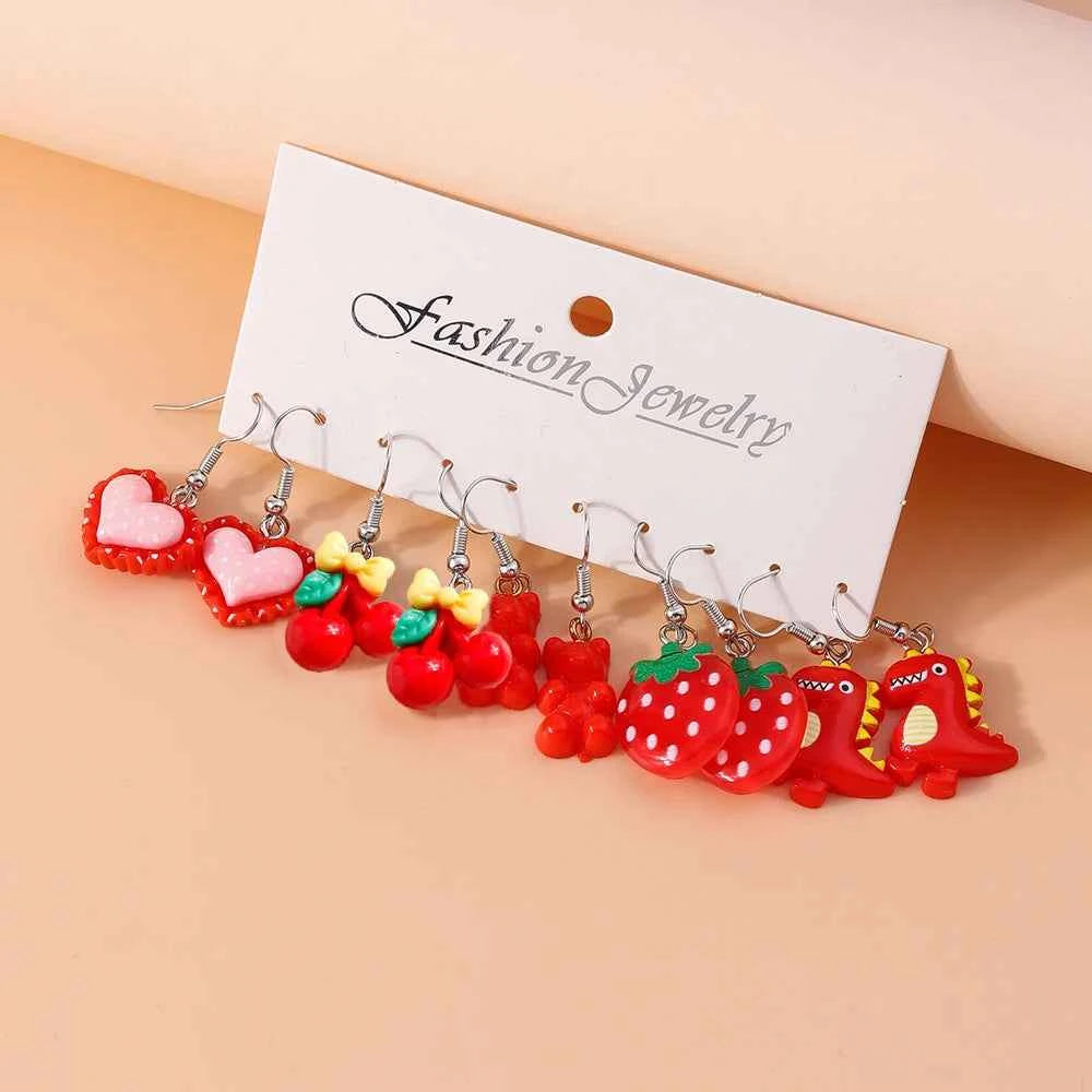 Aihua 10pcs Cute Cartoon Ice Cream Cookie Donut Chocolate Earring Set Acrylic Food Earrings for Women Kids Trendy Jewelry Gifts