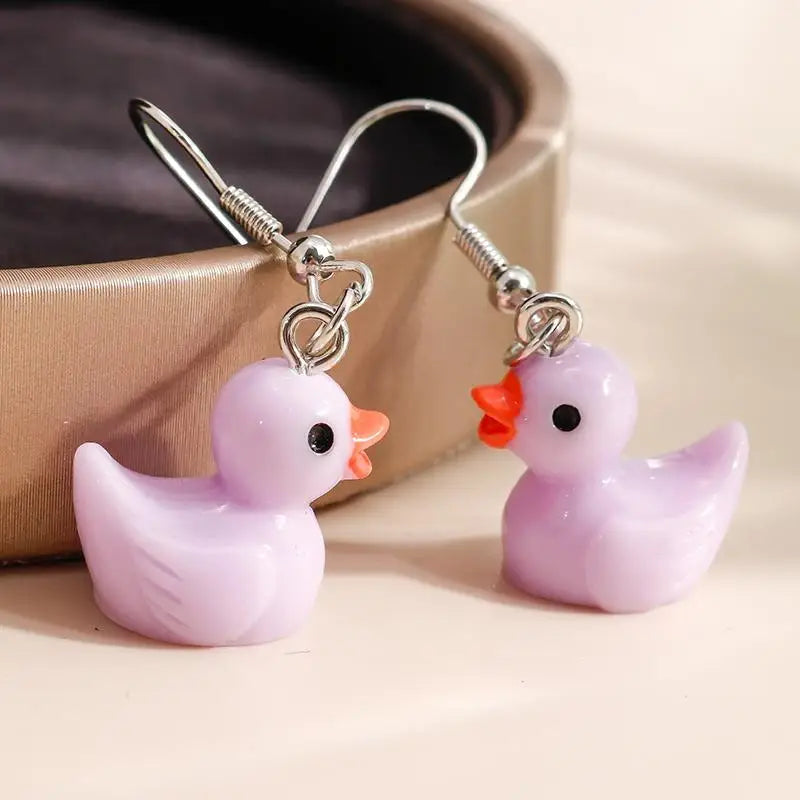Cartoon Candy Colors Animal Duck Drop Earrings for Women Cute Design Female Ear Hooks Dangle Earrings Girl Party Jewelry Gift
