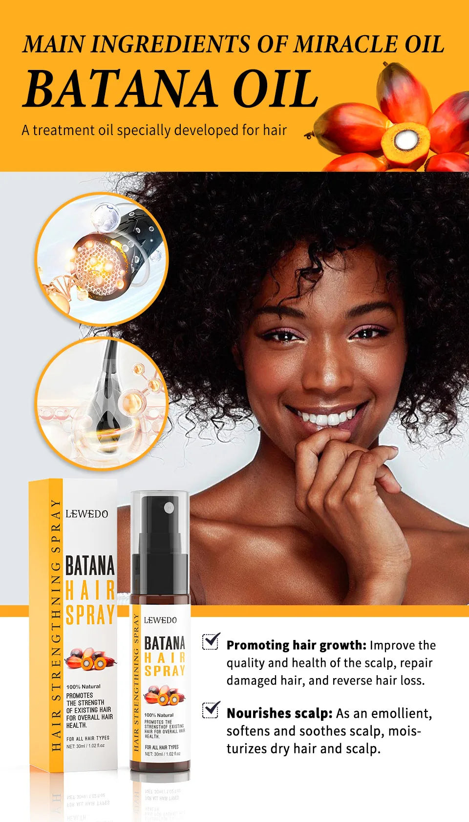 Fast Hair Growth Oil Africa Crazy Traction Alopecia batana Hair Mask Anti Hair Break Hair Strengthener Hair Loss Treatment Spray - NamafadStore