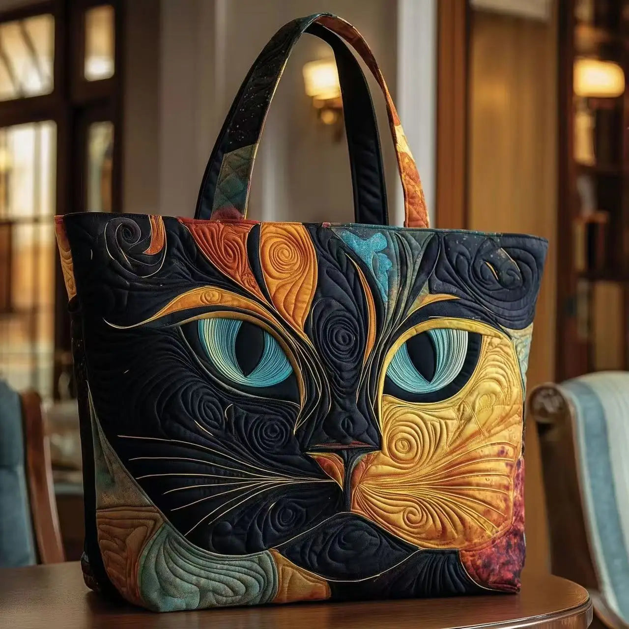 Quilted handbag 3D embroidered handbag large capacity canvas shoulder bag women's daily shopping bag fashionable travel handbag