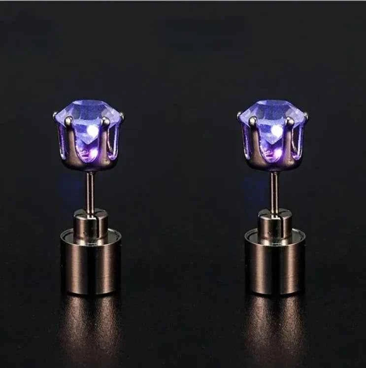 Unique Boys Girls LED Light Bling Studs Earrings Christmas Gift Halloween Party Night Earring Studs Fashion Jewelry