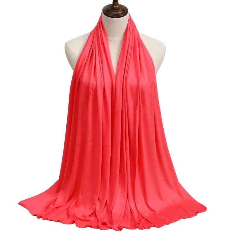 New Jersey Womens Muslim Ramadan Fashion Modal Cotton Jersey Hijab Womens High Quality Solid Color Soft Hijab Long African Scarf