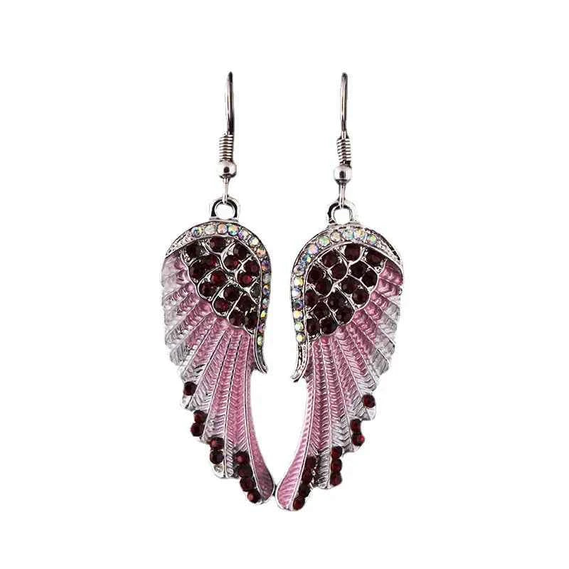 Fashion Income Ladies Angel Wings Earrings Personality Mid Length Multicolor Charm Jewelry Anniversary Birthday Party Gifts