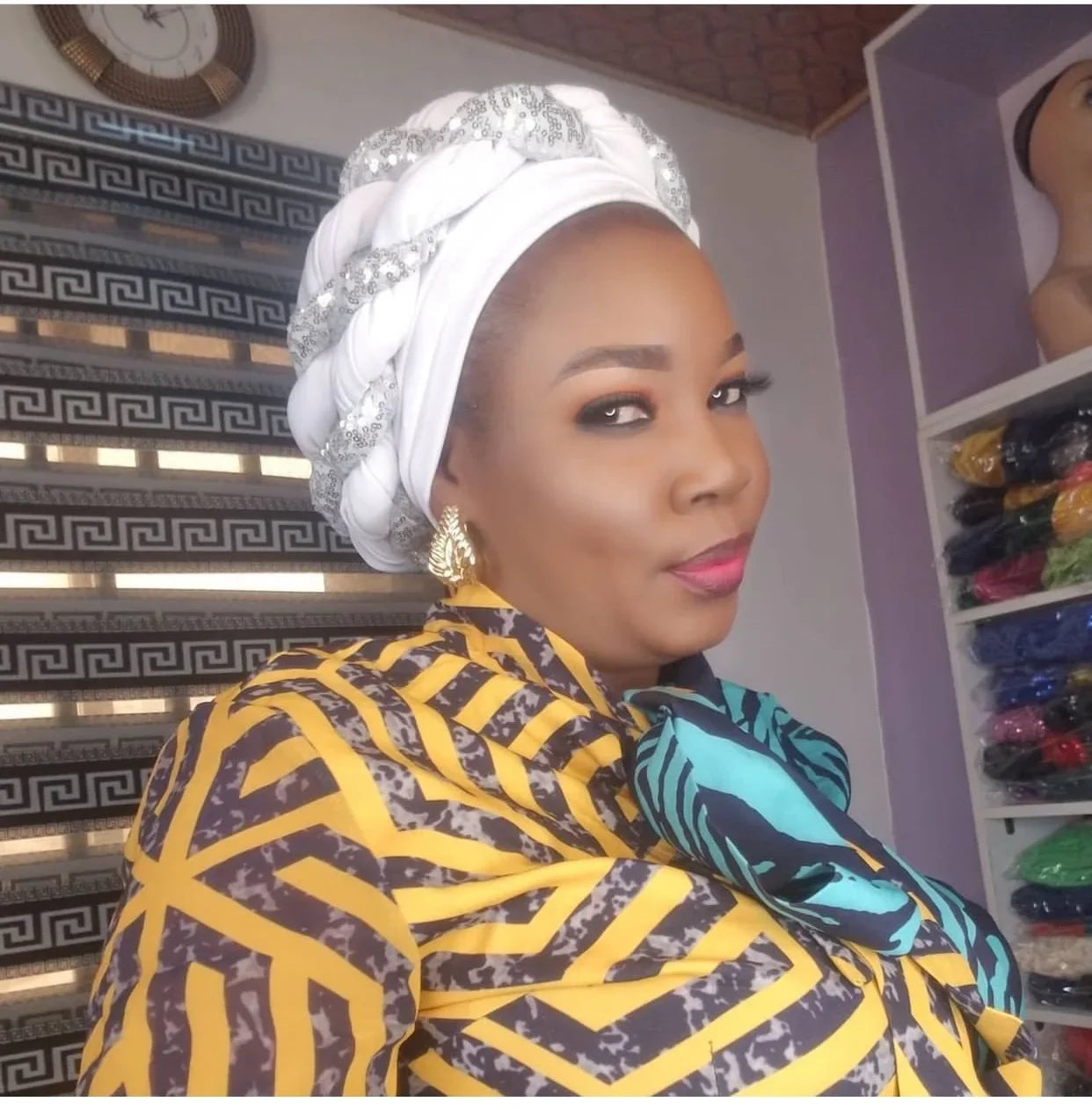 Women Braid Turbans Latest African Headtie Ladies Sequin Head Wraps African Aso Oke Winter Headtie Negerian Wedding Gele Caps
