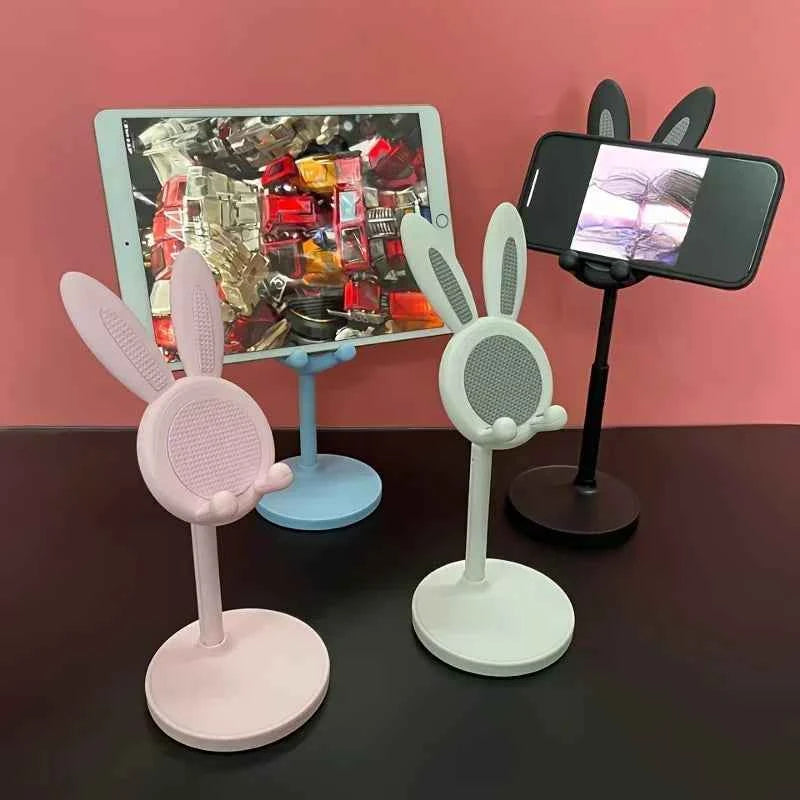 Cute Cartoon Bunny Mobile Phone Stand Desktop Adjustable Holder Can Lift and Adjust Cellphone Bracket For iPhone Samsung Xiaomi