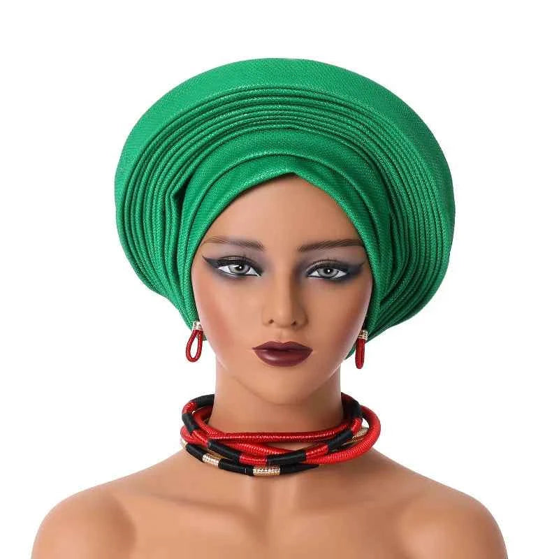 African Headtie Nigerian Aso Oke Headtie Women Hijab Head Wrap Turban Chemo Caps Gele Femme Scarf High Quality for Wedding Party