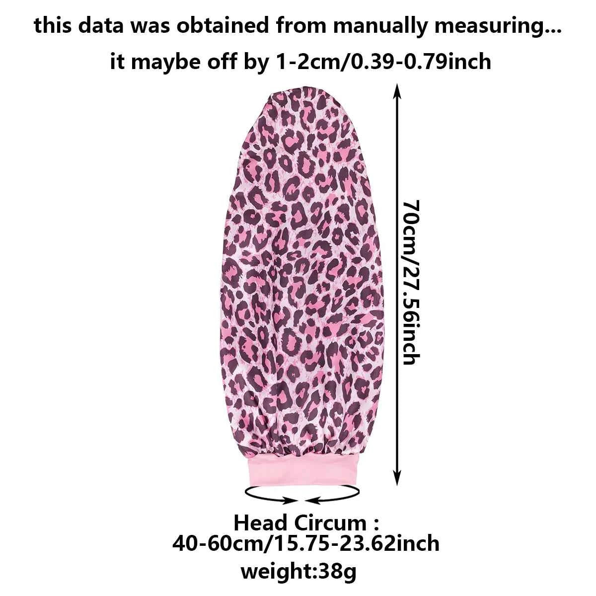 Women's Long Round Tail Bonnet-Silk Sleep Bonnet with Wide Elastic Edge-Hair Protector for Curly & Straight Hair-Leopard Print