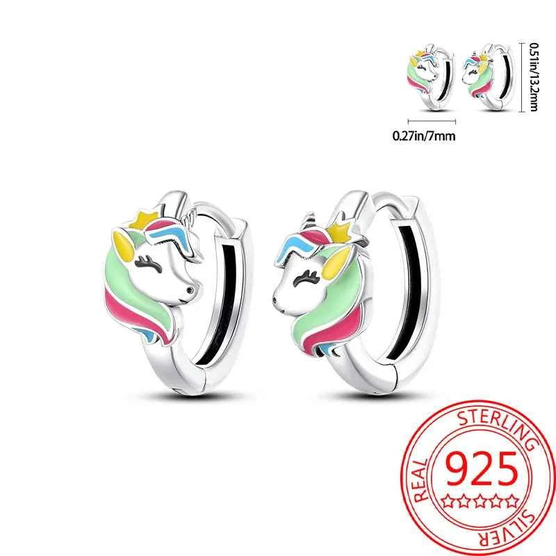 Pink Series 925 Sterling Silver Romantic Flower Butterfly Unicorn Tulip Geometry Earrings Boutique Fine Jewelry Gifts for Women