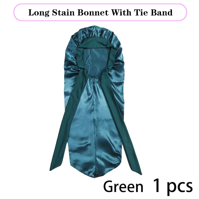 Soft Silky Long Satin Bonnet For Natural Hair And Curly Hair Extra Large Size Hair Cap With Tie For Comfortable Night Sleep 1Pcs - NamafadStore