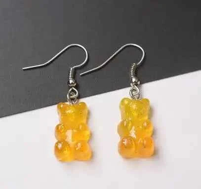 Gradient Candy Color Cute Acrylic Bear Dangle Earrings for Women Girls Gift Korean Fashion Animal Hook Earring Female Jewelry