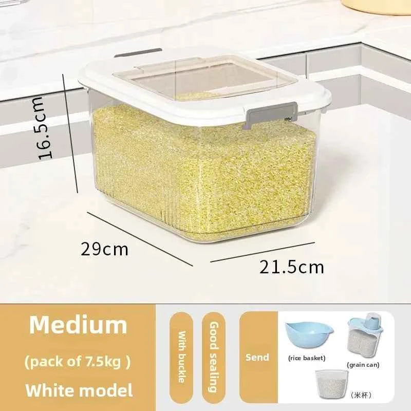 Kitchen Storage Box Rice Barrel Sealed Moisture Proof Bug Resistant Flour Tank Grain Storage Container Home Organization Bin