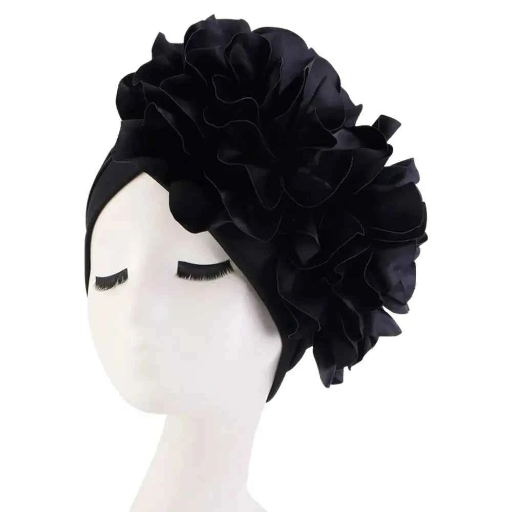 Inner Cap National Turban Hat New Trendy Turban African Style Hat Bonnet Big Flower Hat Women
