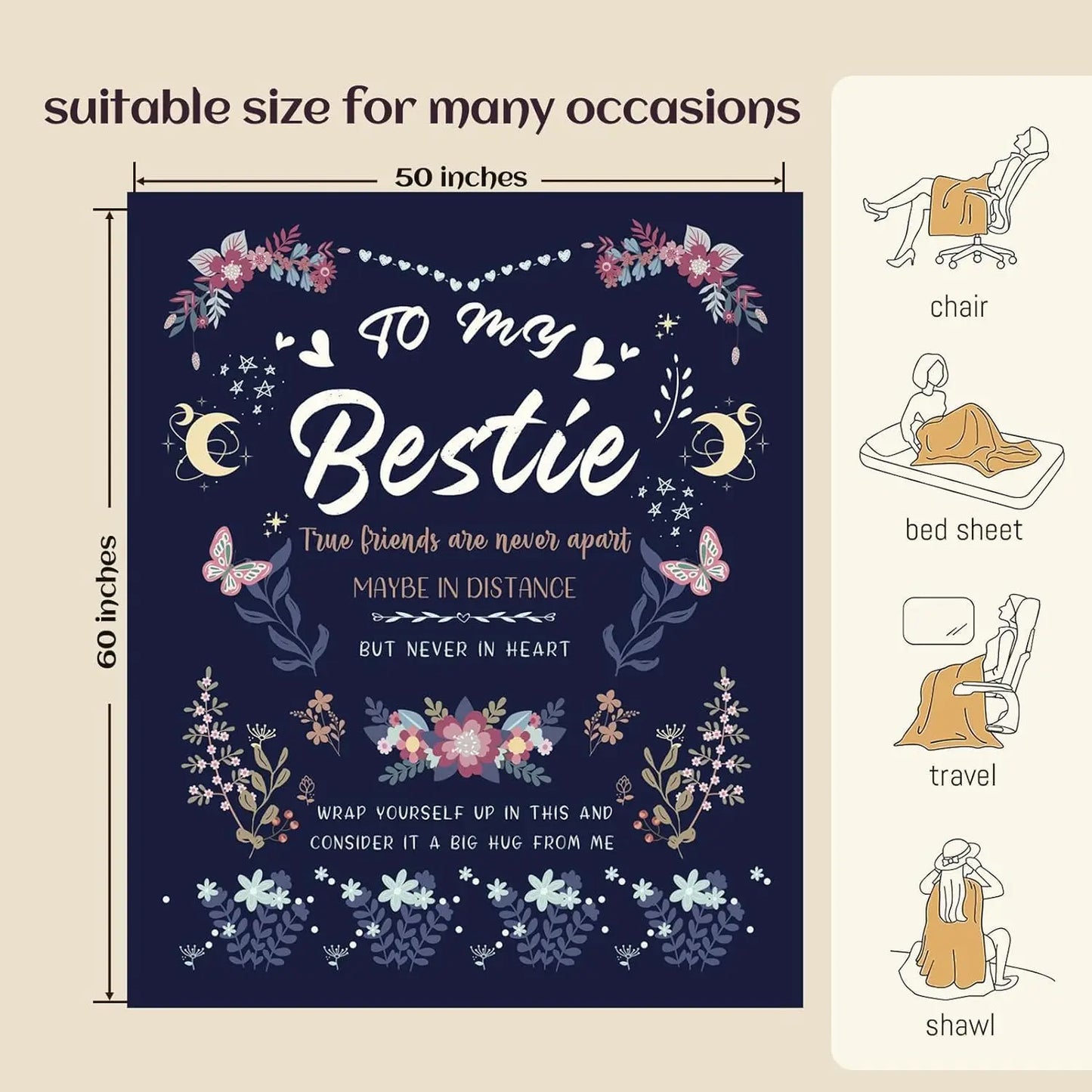 Best Friend Blanket – Cozy BFF, Soul Sister & Work Bestie Gift for Women