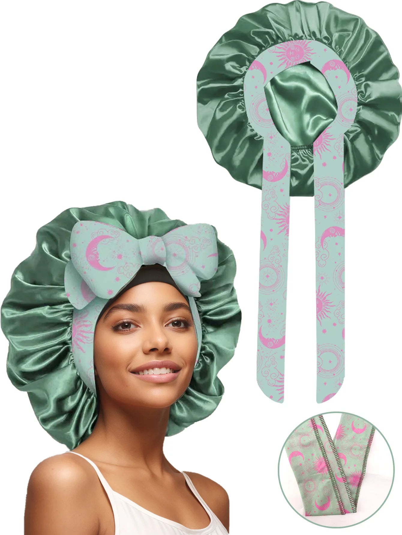 Popular New Summer New Large Streamer Shower Cap Hat Women's Daily Commuting Nightcap Adult Hat Sun Protection Cap