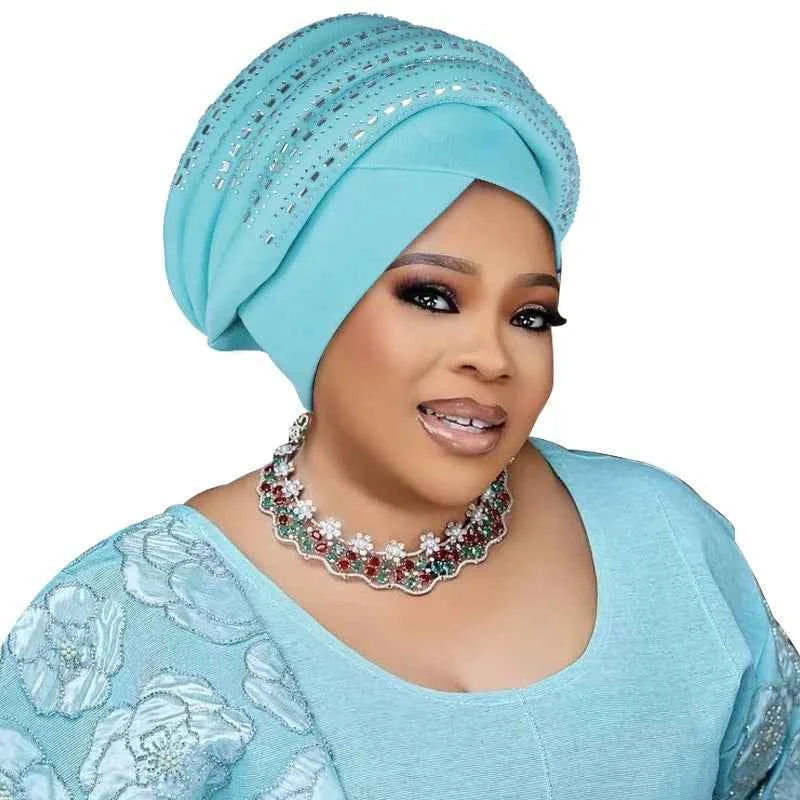 Diamonds Turban Cap – African Women’s Headwrap & Autogele Bonnet for Muslim Ladies