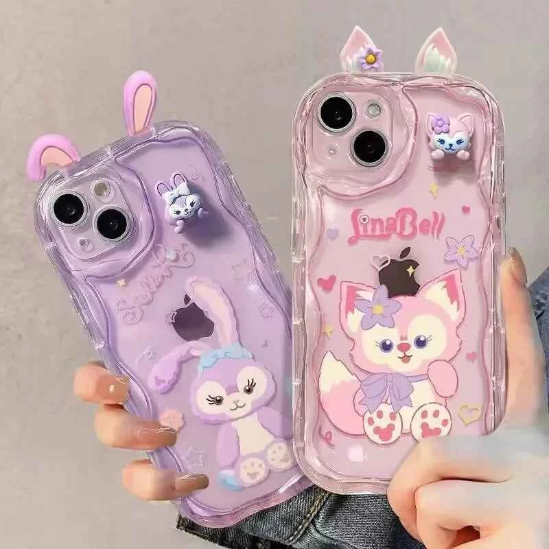 Adorable LinaBell StellaLou Chain Cover For Iphone 17 Pro Max 17 Air 16 15 14 13 12 11 Pro Max Plus 12 mini 3D Ear Disney Case