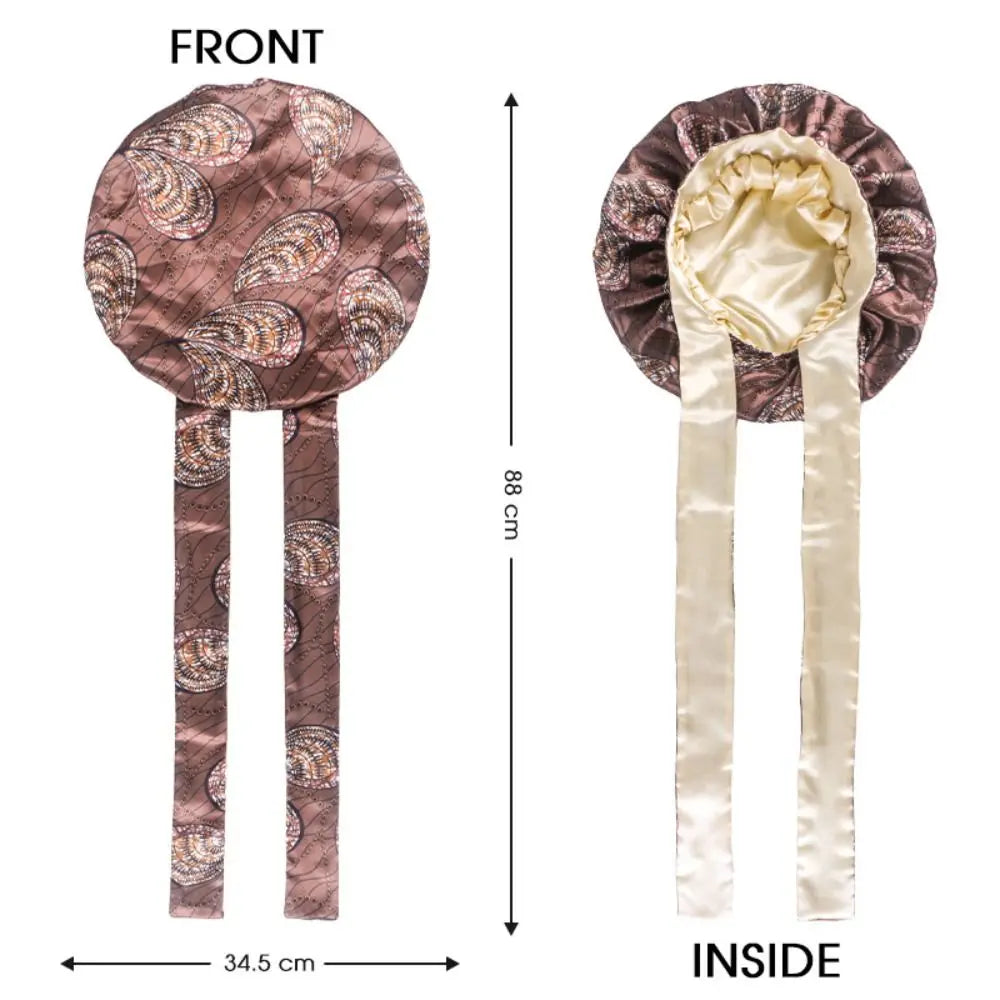 Double-layer Satin Sleep Cap Fashion Adjustable Stretchy Tie Band Silky Satin Bonnet Curly Hair Elastic Hair Cap Sleeping - NamafadStore