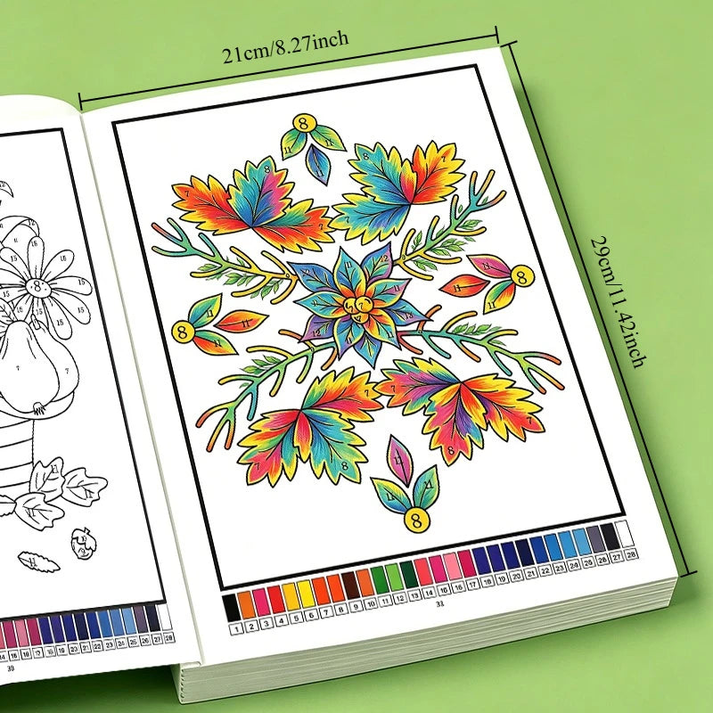 Color by Number Book for Adults – 32-Page Floral, Mandala & Wildlife Coloring