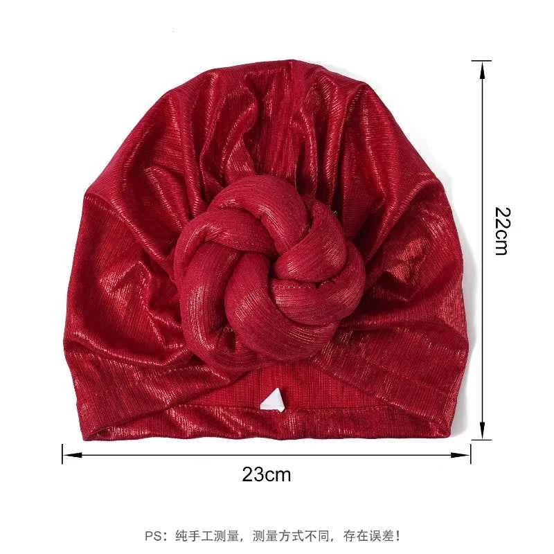 Bonnet For Women Turban Hat Hot Ice Silk Quick-Drying Breathable Laser Personality Trend Ethnic Flower-wrap Knotted Cap female