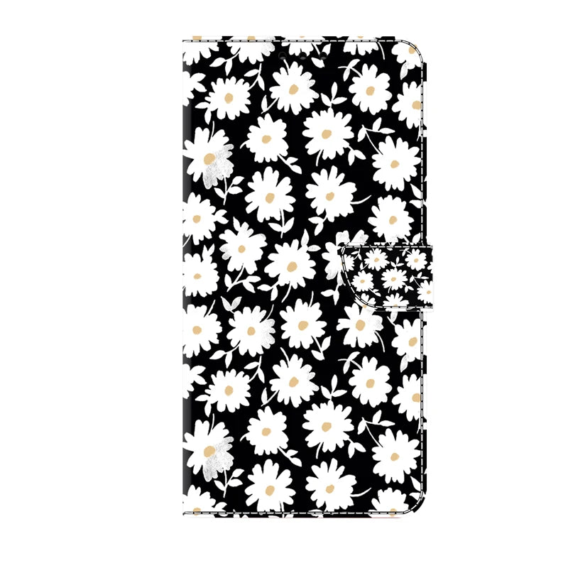 Flip Leather Case For iPhone 6 7 8 X XS XR 11 12 13 14 15 Mini Pro Max 3D Flower pattern Painted Wallet Phone iPhone15 14 Plus