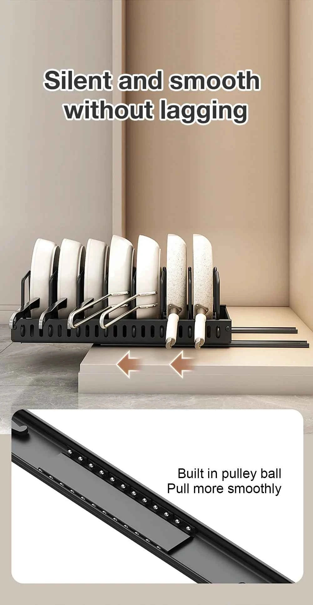 1Pc Kitchen Multifunctional Organizer Pull Out for Pots/Pans Sliding Lid Holder Spice Rack & Dish Drying Racks Drawer Organizer