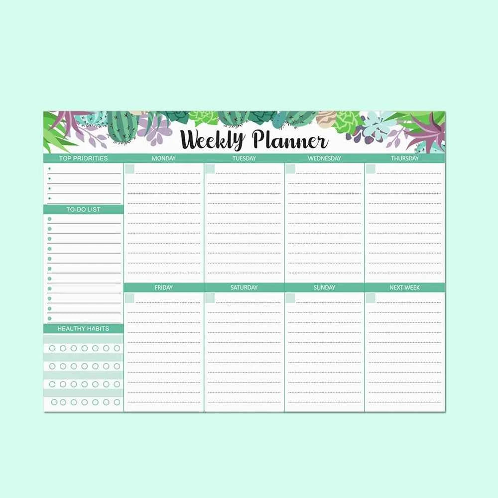 Wide To Do Planner Weekly Planning Notepad A5 Notebook Planner Schedules Weekly Meal Planner Pad Stationery Undated