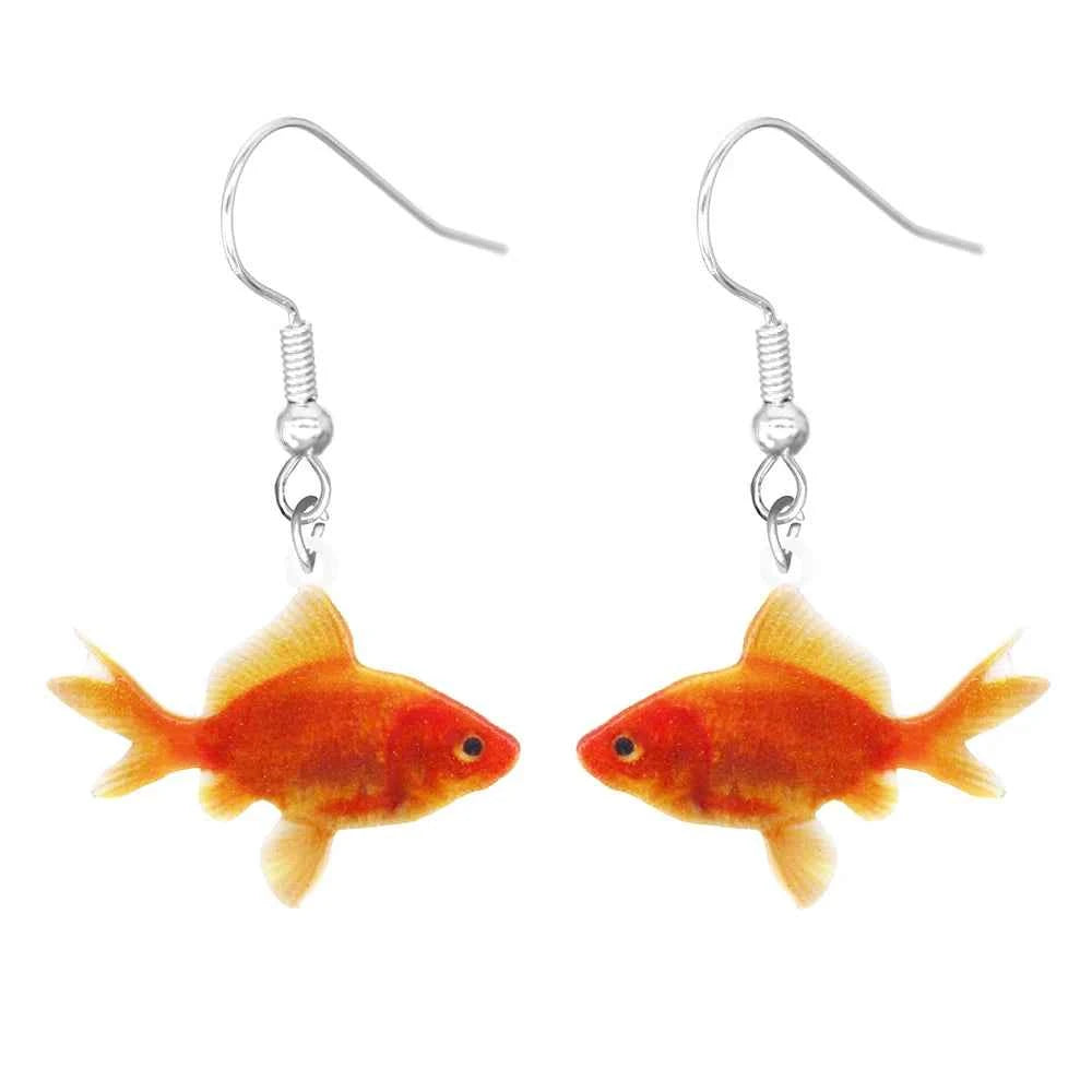 Animal earrings made of acrylic, cute and funny Hummingbird, goldfish, squirrel, parrot, owl, rooster, frog