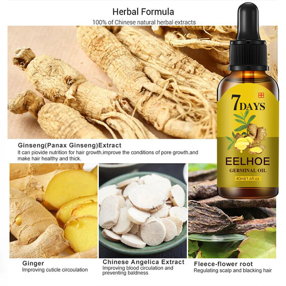 Hair Growth Serum Fast Growing Hair Essential Oil Beauty Hair Care 10/20/40ml Dense Regrowth Ginger Hair Promoting Regeneration - NamafadStore