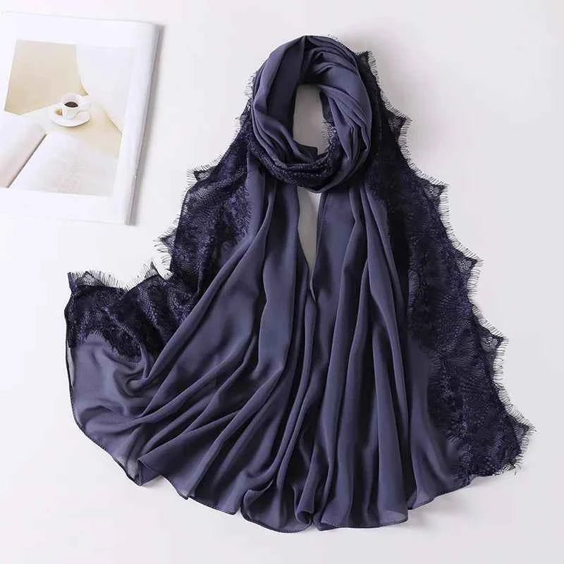 Chiffon Hijab Turban – Lace Headscarf & Veil for Muslim Women, Islamic Headband for Ramadan