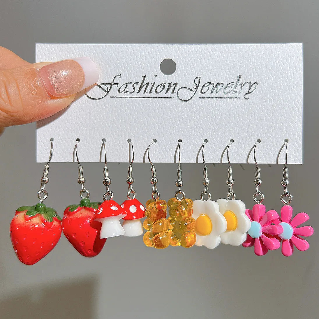 Candy Color Acrylic Earrings Set for Women Dopamine Bohemian Animal Cloud Fruit Drop Earrings for Girls Party Y2K Jewelry
