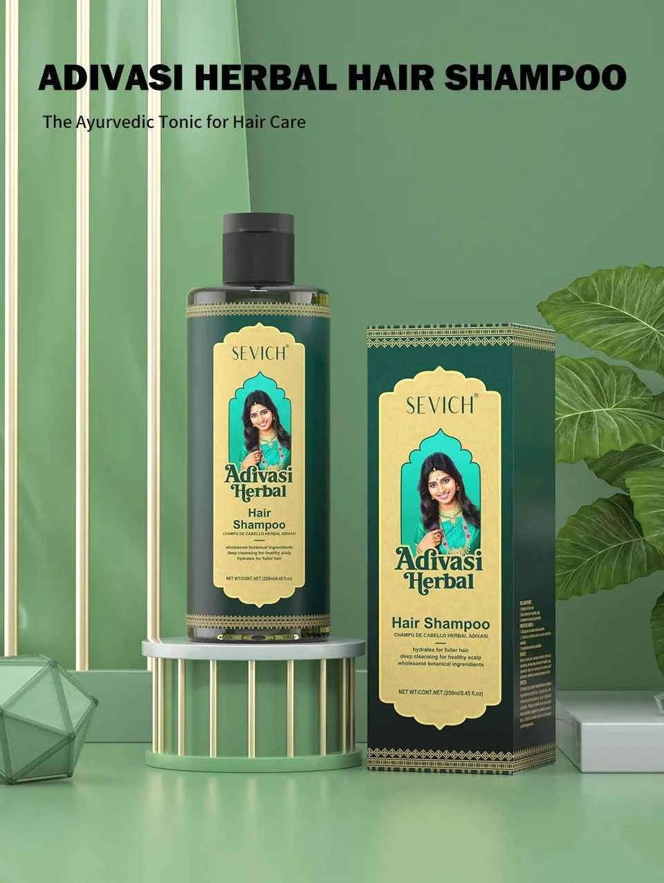 SEVICH Herbal Hair Growth Oil Set Ayurvedic Fast Hair Regrowth Thicken Serum India Adivasi Anti Hair Loss Hair Care Shampoo