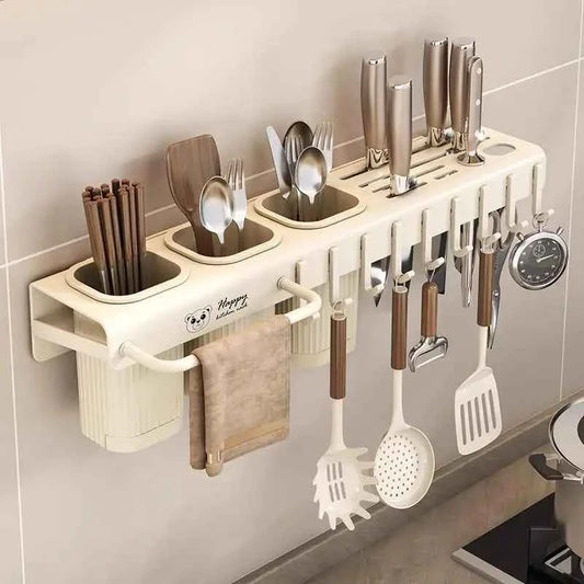 Inteated Wall-Mounted Kitchen Storage Box No-Punching Chopstis Holder Multi-Functional Kitchen Storage Ra Home Use