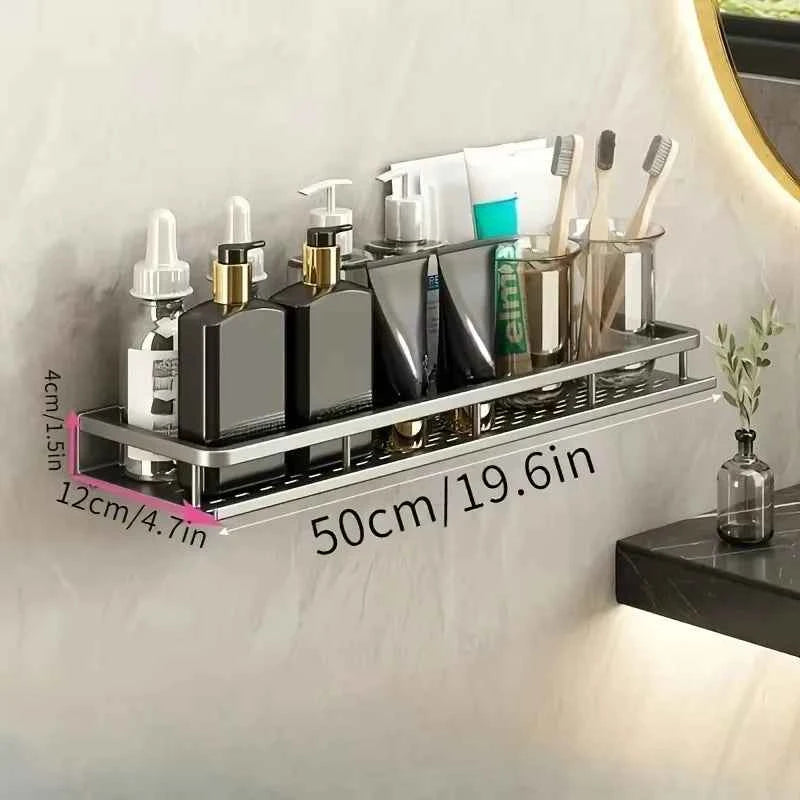 Aluminum Wall-Mounted Shelf Multifunctional Kitchen Spice Storage Rack Kitchen No Punching Required Kitchen Accessories