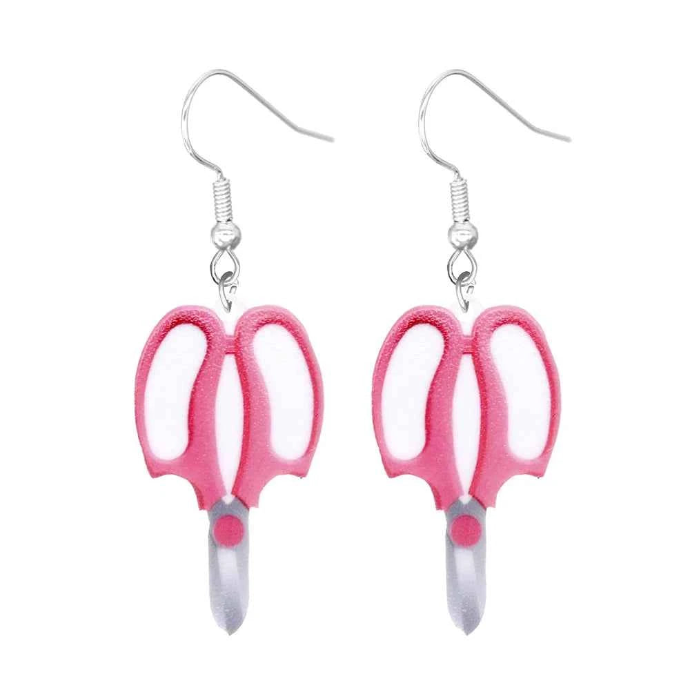 Acrylic funny earrings, fun scissors, hip-hop brushes, soft ruler bags, cute