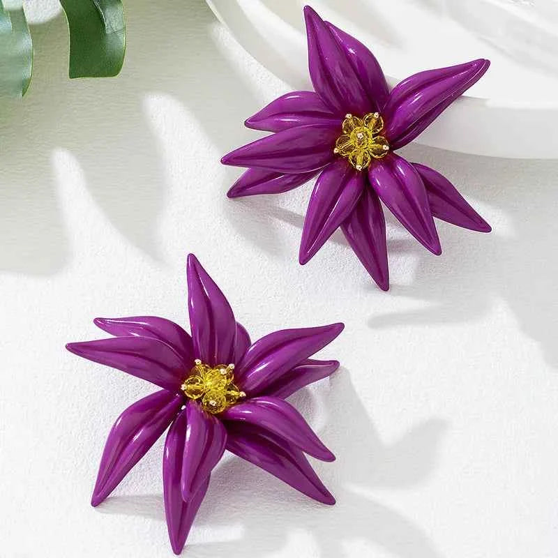 Beaded Three-dimensional Large Flower Earrings For Women Girls Hand-woven Ear Accessories Fashion Jewelry Holiday Party AE302