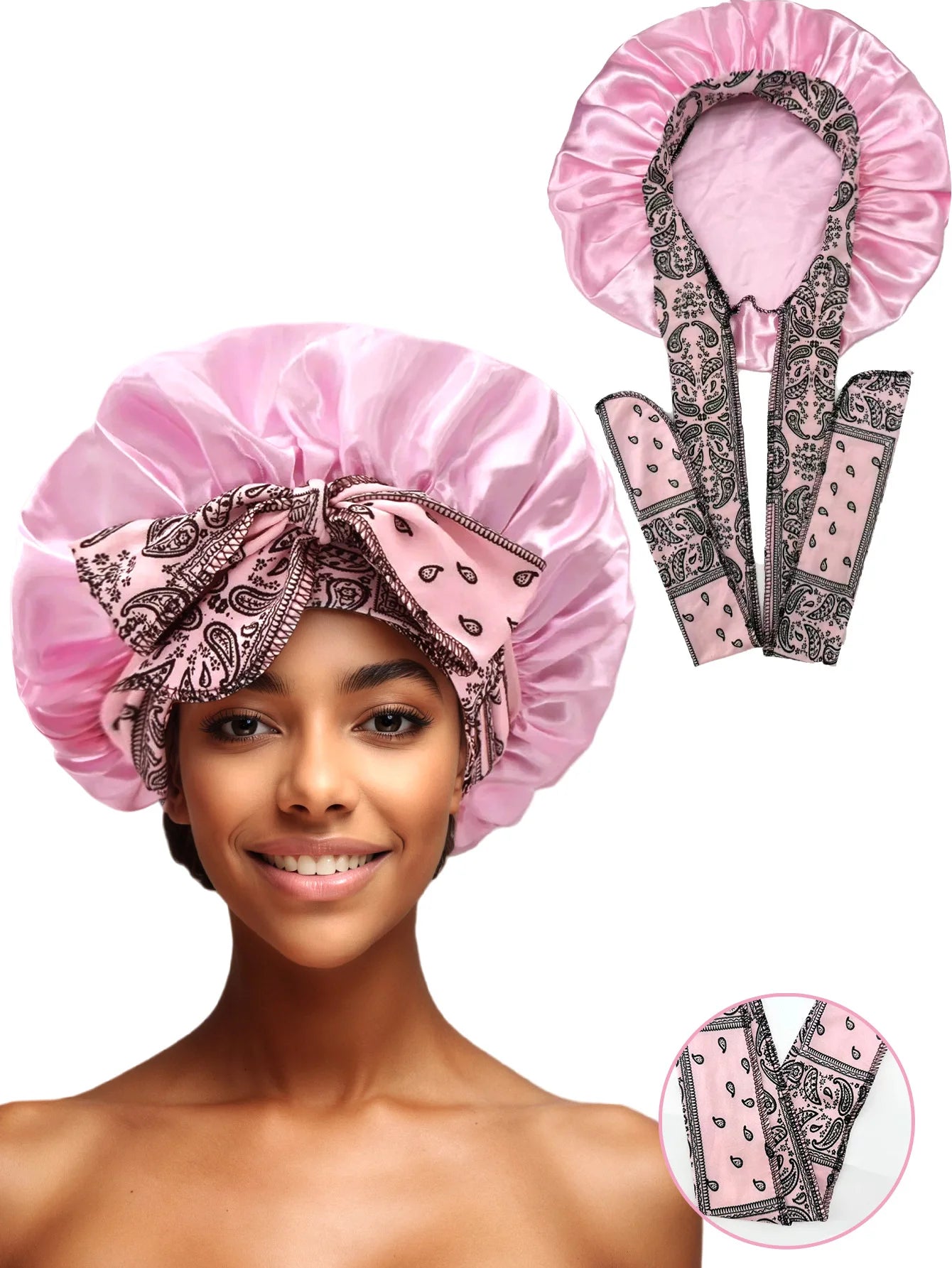 Popular New Summer New Large Streamer Shower Cap Hat Women's Daily Commuting Nightcap Adult Hat Sun Protection Cap