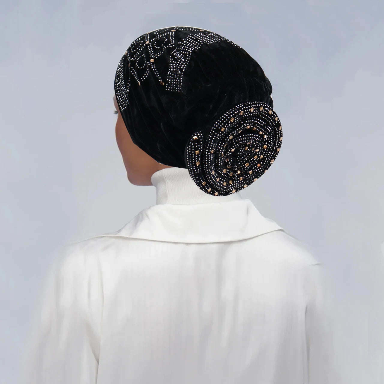Soft Velvet Turban Cap for Women Muslim Headscarf Bonnet Elastic Female Headpiece Stylish Glitter Diamonds African Head Wraps - NamafadStore