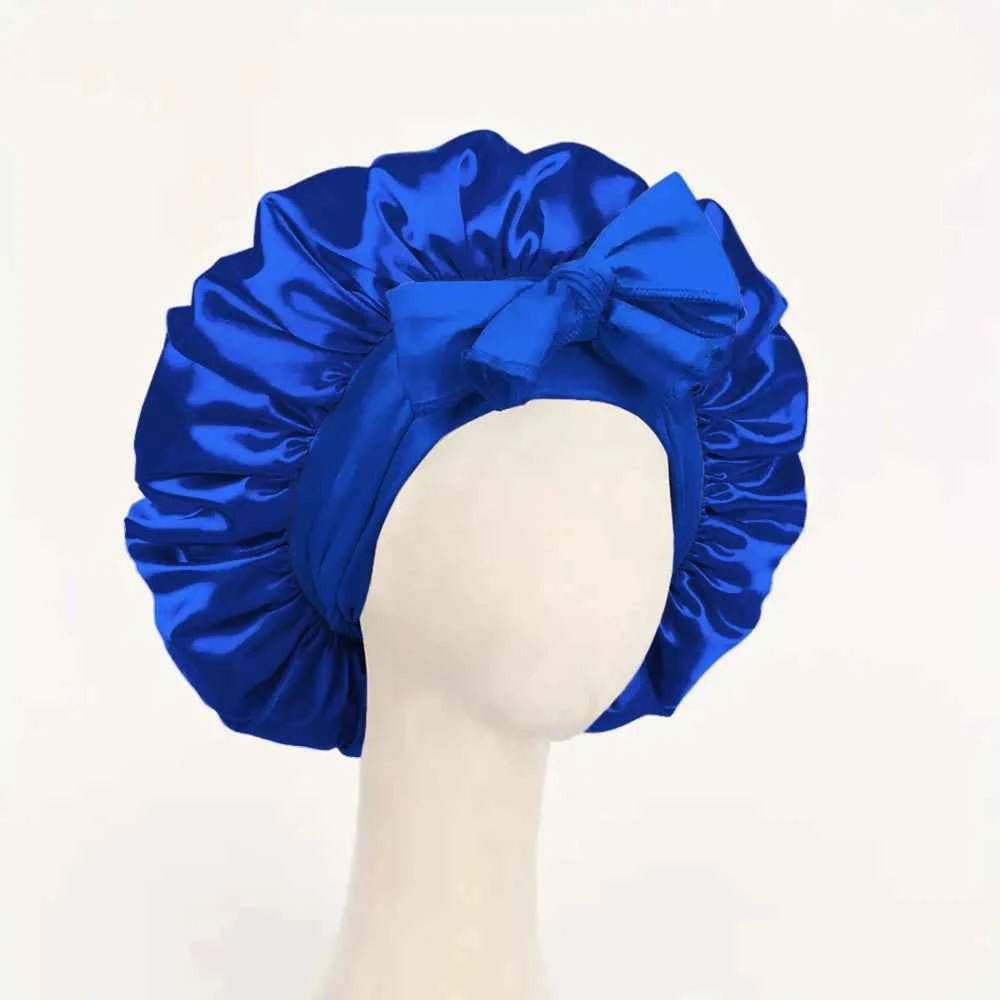 Satin Silk Sleeping Bonnet Adjustable with Tie Band for Women and Men