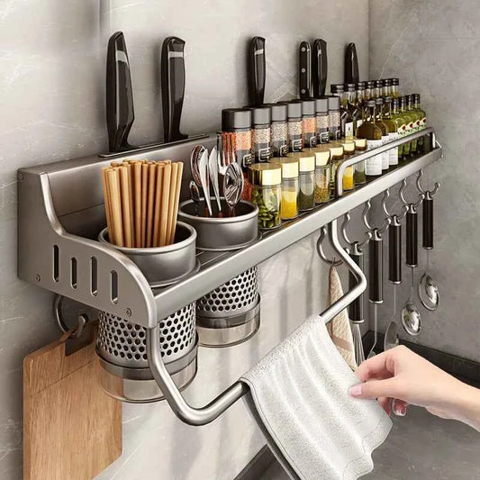 Wall Mounted Kitchen Storage Rack Multifunctional Waterproof Knife Holder Seasoning Simple Storage Rack Seasoning Storage Rack