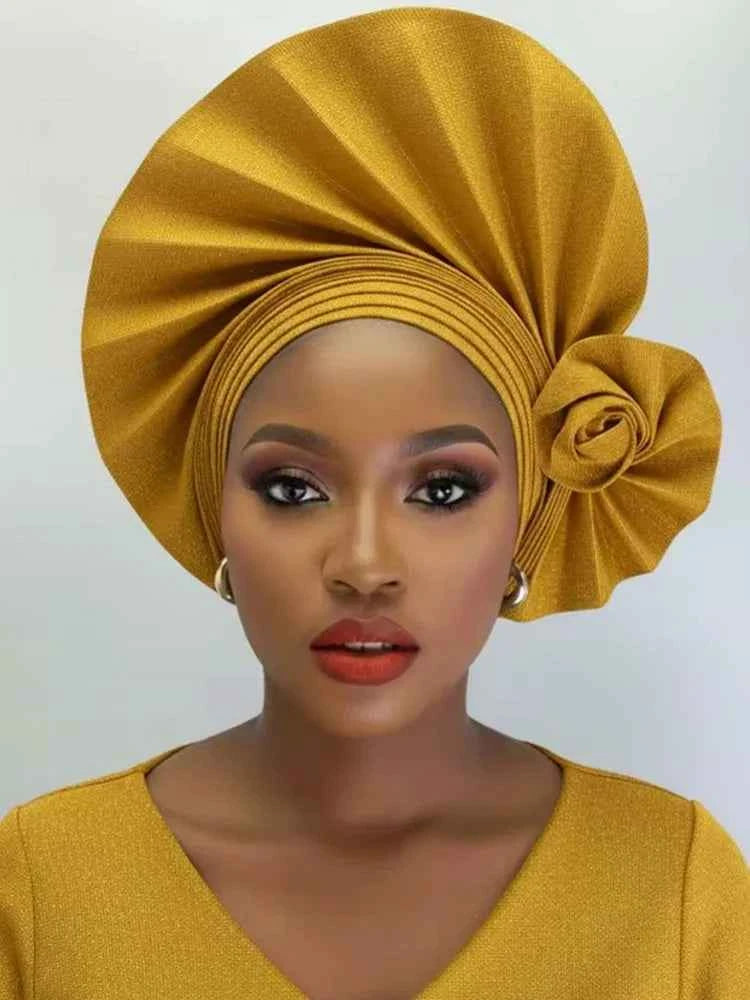New African Headtie Turban – Auto Gele Head Wrap for Women’s Weddings & Parties