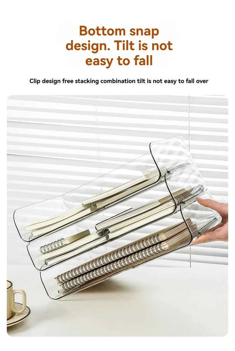 Transparent document storage rack, desktop storage rack, office book table storage box, organizer box