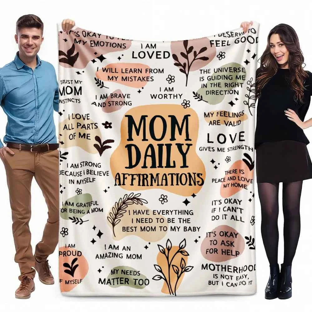 Mothers Day Gift Blanket for Mom Mom Daily Affirmations Throw Blanket Inspirational Self Love Gift for Mother from Daughter Son
