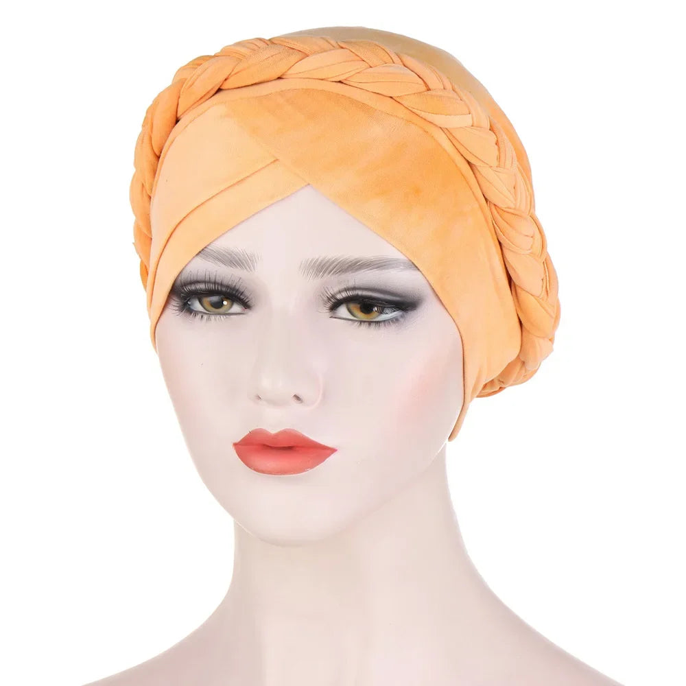 Women Lady Beads Muslim Braid Head Turban Wrap Cover Cancer Chemo Islamic Arab Cap Hat Hair Loss Bonnet Beanies Fashion - NamafadStore